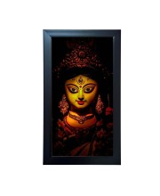 Hitech Sales Maa Durga Wall-Mount Rectangular Polystyrene Photo Frame Home Decoration and Gifting, 9.6 x 15.6 inches Black Frame (Pack of 1, Printed Photo)
