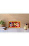 Little Krishna With Mother Photo Frame - 8x14 Inch Brown Wooden Frame | Hindu Gods Wall Decor For Home & Office