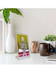 Car Desk/Table Top Shri Ramkrishna Acrylic L-Style Photo Stand - 2.5x3.5 Inches, Compact And Stylish Spiritual Display (F6729)