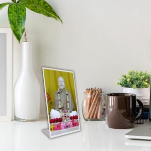 Car Desk/Table Top Shri Ramkrishna Acrylic L-Style Photo Stand - 2.5x3.5 Inches, Compact And Stylish Spiritual Display (F6729)