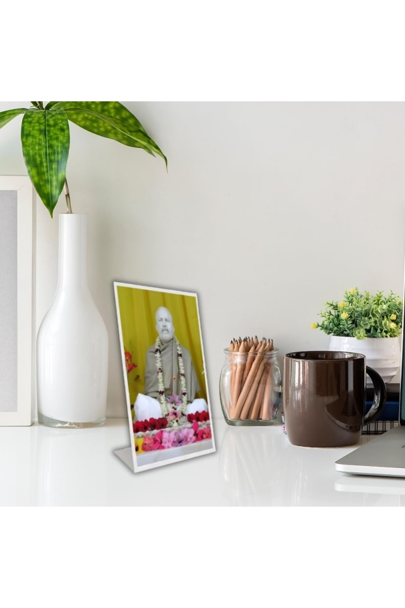 Car Desk/Table Top Shri Ramkrishna Acrylic L-Style Photo Stand - 2.5x3.5 Inches, Compact And Stylish Spiritual Display (F6729)