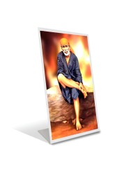 Car Desk/Table Top Shirdi Sai Baba Acrylic L-Style Photo Stand - 5x7 Inches, Compact And Stylish Spiritual Display (F6733)