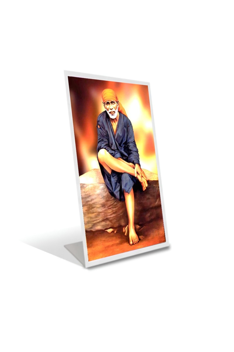 Car Desk/Table Top Shirdi Sai Baba Acrylic L-Style Photo Stand - 5x7 Inches, Compact And Stylish Spiritual Display (F6733)