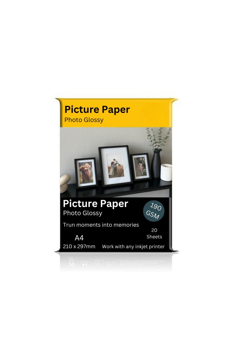 Hitech Sales 190 GSM A4 Glossy Photo Paper Water Resistant, Pack of 20 sheets, Compatible with all Inkjet Printers