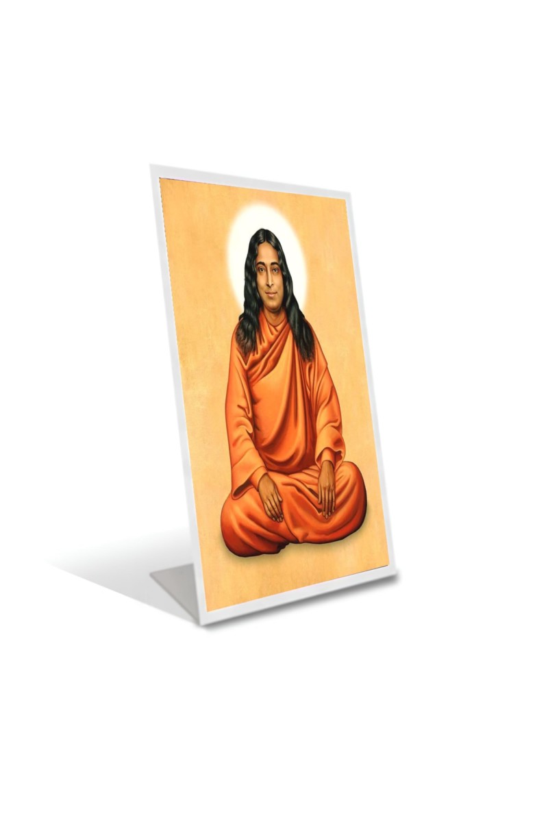 Car Desk/Table Top Paramahansa Yogananda Acrylic L-Style Photo Stand - 5x7 Inches, Compact And Stylish Spiritual Display (F6671)