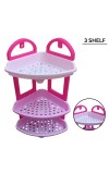 HiTechMart Plastic 3-Tier Corner Shelf Stand for Kitchen, Bathroom, and Home Storage | Multipurpose Space-Saving Organizer