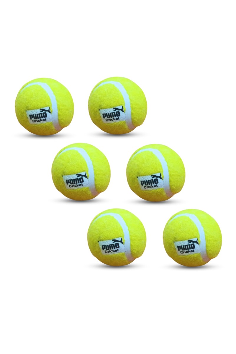 Hitech Sales - Pumo Cricket Tennis Ball | Lightweight Tennis Ball for Cricket Practice & Play | Durable and High Bounce Ball for Indoor & Outdoor Use (Pack of 6)