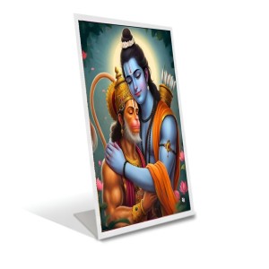 Car Desk/Table Top Lord Ram Lord Hanuman Acrylic L-Style Photo Stand - 2.5x3.5 Inches, Compact And Stylish Spiritual Display (F6712)
