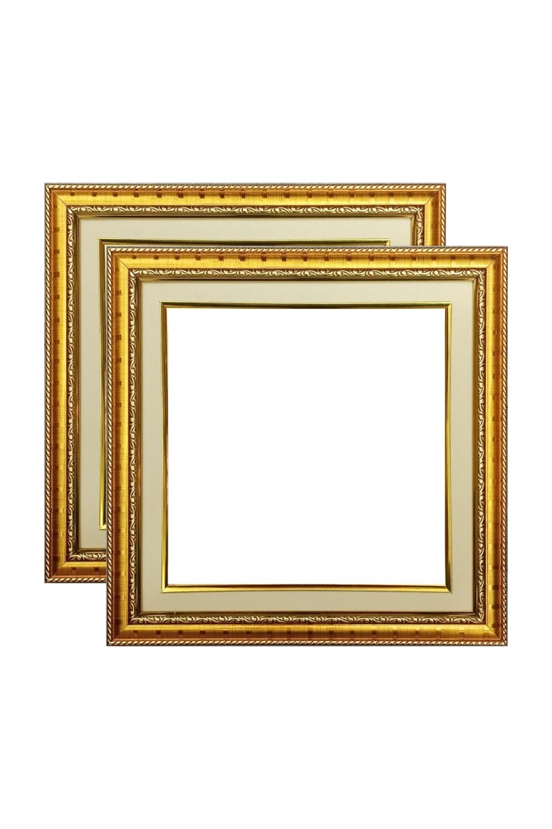 HiTechMart Gold Ornate Polystyrene Blank Photo Frame - 12x12 Inch Outer Size, Fits 9x9 Inch Photo - Wall & Tabletop Display (2)