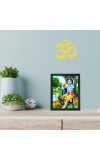 Hitech Sales Lord Krishna Polystyrene Photo Frame for Pooja Room, Temple Decor, Home Decoration and Gifting (Wall and Tabletop, Rectangular, Printed Photo, 7.12 x 9.12 inches Frame, Black)