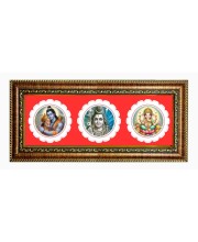 Lord Shiv, Ganesh Photo Frame - 8x14 Inch Brown Wooden Frame | Hindu Gods Wall Decor For Home & Office