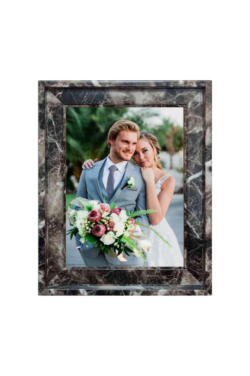 HiTechMart Black Polystyrene 8x10inch Picture Frame Decorative Style Photo Frame with Glass Front, Tabletop Perfect for Wedding Photos or Elegant Home Decor