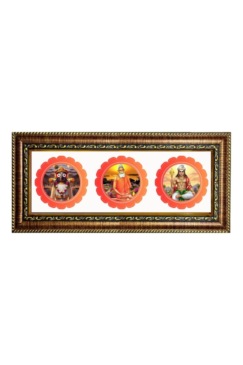 Lord Jagannath, Lokenath, Vishnu Photo Frame - 8x14 Inch Brown Wooden Frame | Hindu Gods Wall Decor For Home & Office