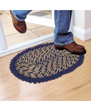 Home Beautiful Blue Polyester Cotton Door Mat