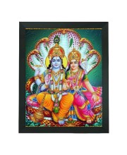 Hitech Sales Goddess Laxmi Devi and Narayan Polystyrene Photo Frame for Pooja Room, home, Temple Decor, Gift (Wall and Tabletop, Printed Photo, Black, 7.12 x 9.12 inches)
