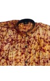 Men's Batik Print Cotton Shirt | Handmade Traditional Tie-Dye Casual Wear | Mandarin Collar Half Sleeve Ethnic Shirt for Summer, Festive & Daily Use Multicolour (Light Orange & Maroon Batik)