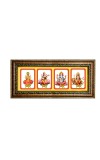 Hitech Sales Maa Laxmi, Devi Saraswati, Shree Ganesh Ji and Mata Durga God Photos in One Photo Frame (16.6 x 6.6 inches, Golden, Pvc Frame)