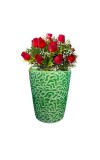 The Decor Green and White Hand-Painted Ceramic Planter – Modern Textured Flower Pot for Indoor Plants Succulents & Home Decor. (only Pot)