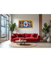 Little Krishna, Jesus (Yeshua In Hebrew), Photo Frame - 8x14 Inch Brown Wooden Frame | Hindu Gods Wall Decor For Home & Office