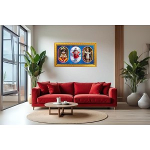 Little Krishna, Jesus (Yeshua In Hebrew), Photo Frame - 8x14 Inch Brown Wooden Frame | Hindu Gods Wall Decor For Home & Office