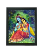 Hitech Sales Radha and Krishna Photo Frame for Pooja Room, Temple Decor, Home Decoration and Gifting (Wall and Tabletop, Rectangular, Printed Photo, 7.12 x 9.12 inches Frame, Black, Polystyrene)