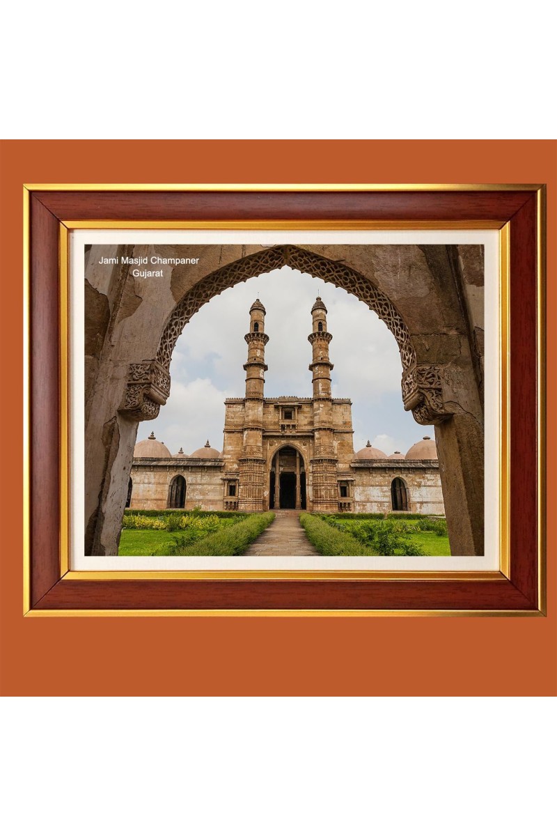 Jami Masjid, Champaner, Gujarat Photo Frame, 10x14 Inches Stylish Framed Islamic wall art for Home & Office Decoration and gift for Muslims