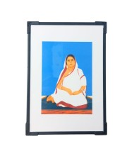 Hitech Sales Baro Maa Wooden Laminated Photo Frame with Stand for Pooja Room, Temple, Home Decor, Gift (Wallmount and Tabletop, 24 x 17 cm)
