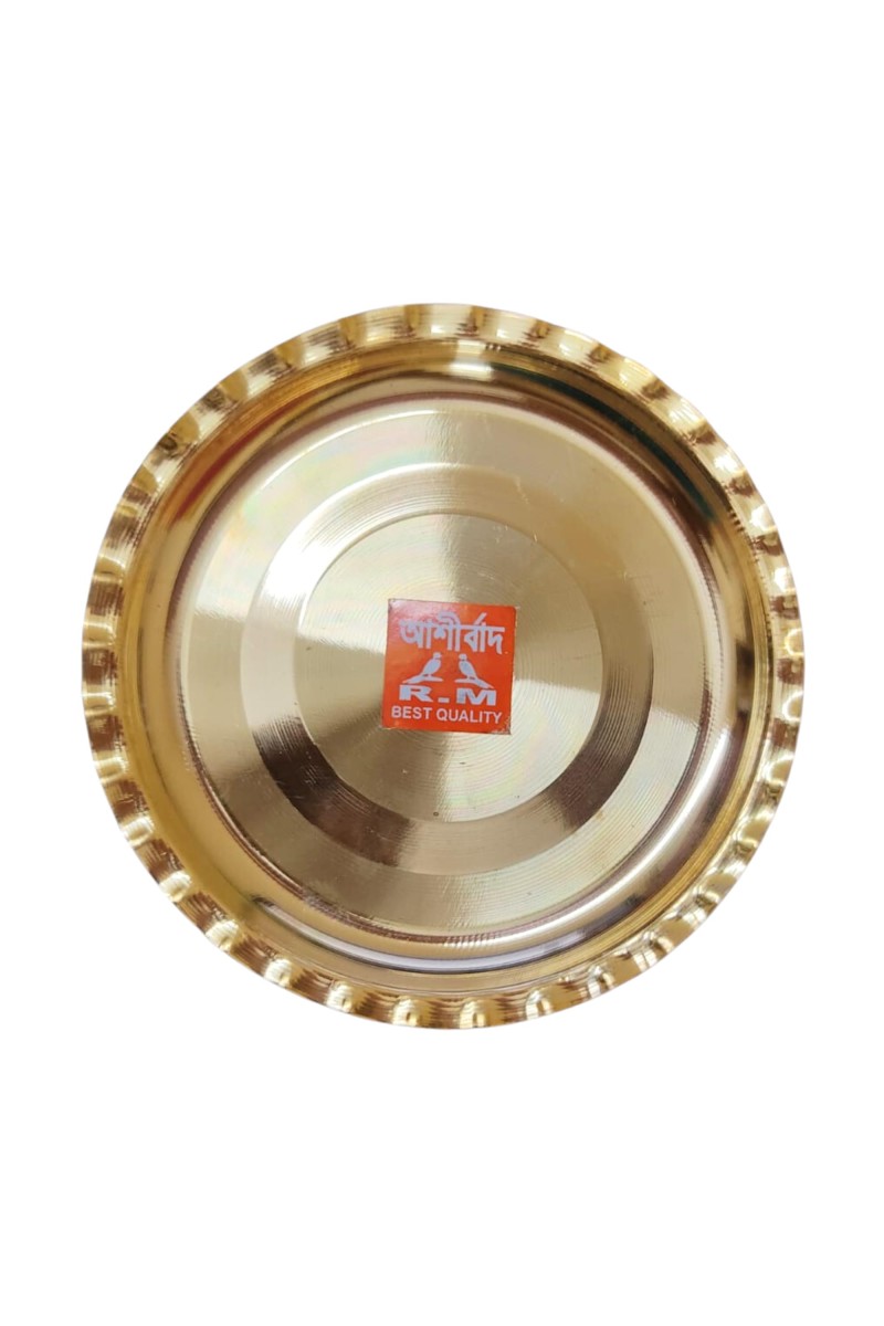 Small Brass Puja Thali/Bhog Thali for Mandir with Beautiful Design for Home & Temple Decoration & Gifting (16)