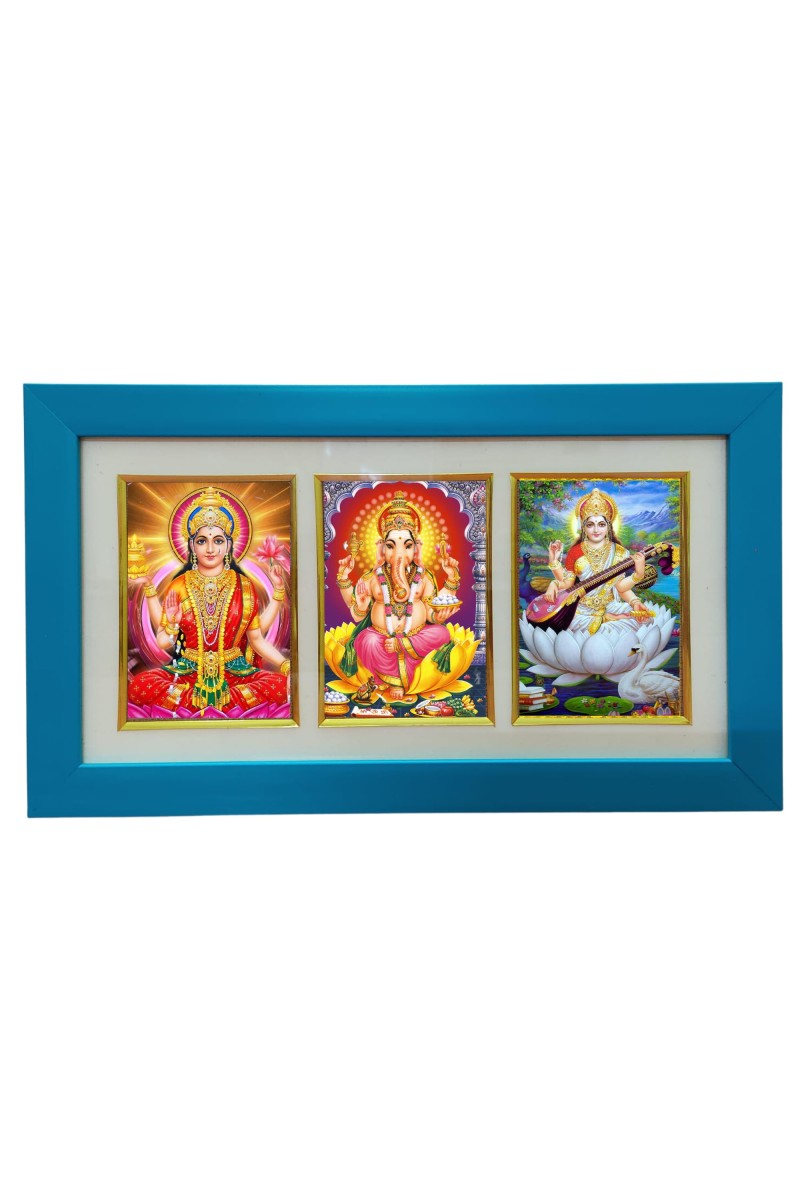 Hi Tech Sales Ma Lakshmi Ma Saraswati Lord Shri Ganesh Photo Frame for wall/table, Study & living room, gifts (8 x 10)