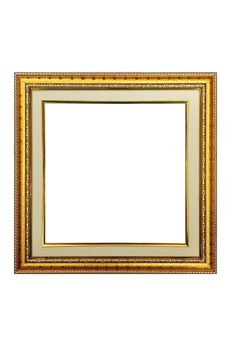 HiTechMart Gold Ornate Polystyrene Blank Photo Frame - 12x12 Inch Outer Size, Fits 9x9 Inch Photo - Wall & Tabletop Display (1)