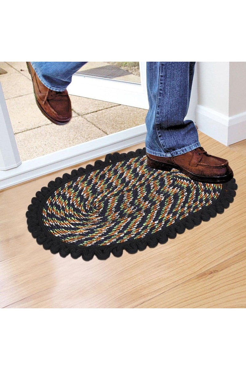 Home Beautiful Black Polyester Cotton Door Mat