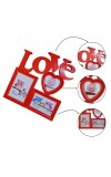 HiTechMart Red LOVE Multi-Photo Frame – Romantic Wall Hanging Picture Frame for 3 Photos (5x7, 6x4, Heart-Shaped) – Love-Themed Home Décor, Wedding, Anniversary & Valentine’s Day Gift