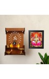 Hitech Sales Ma Laxmi Debi Photo Frame for Pooja Room, Temple Decor, Home Decoration and Gift (Wall and Tabletop, Rectangular, Printed Photo, 12 x 14 inches Frame, Brown)