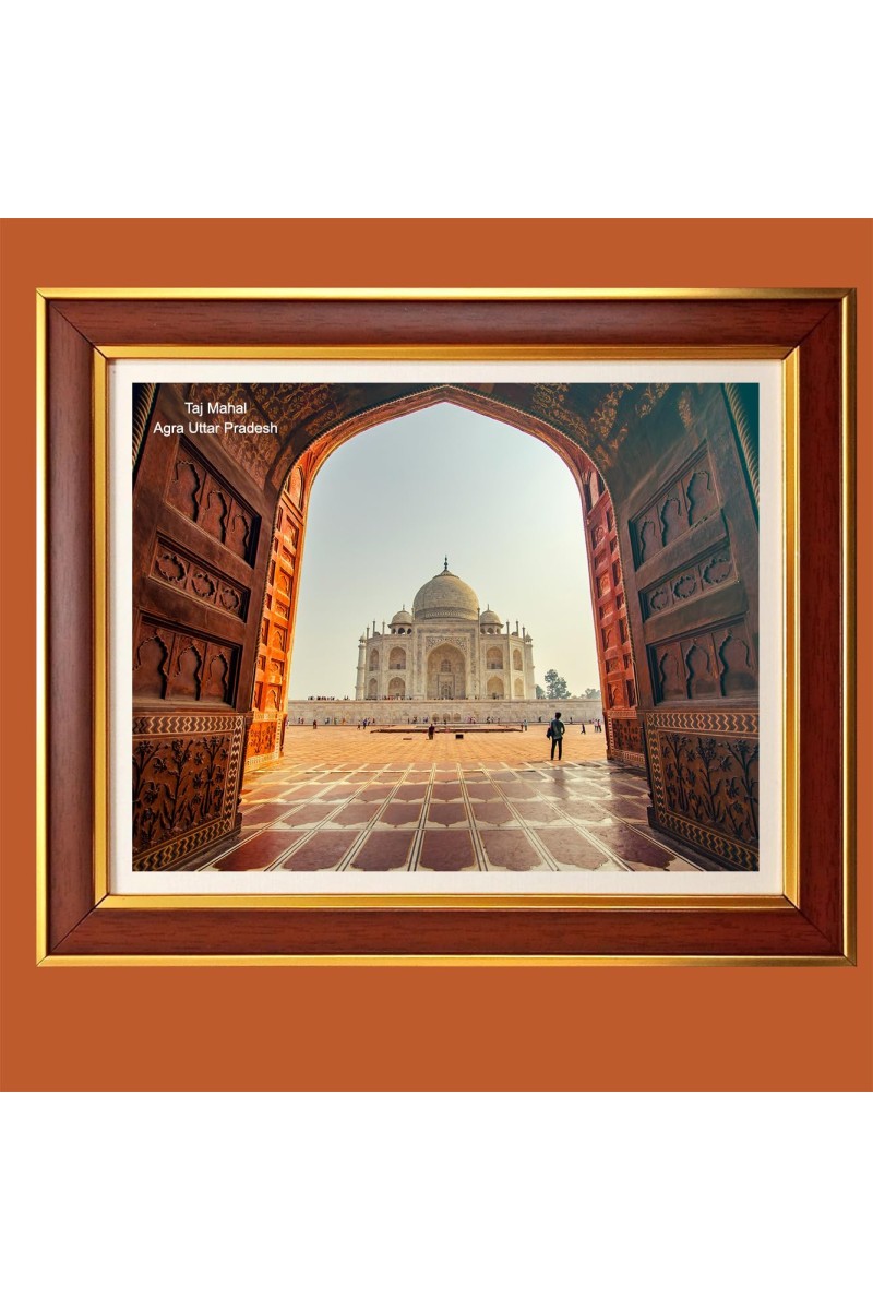 Taj Mahal, Agra, Uttar Pradesh Photo Frame, 10x14 Inches Stylish Framed Islamic wall art for Home & Office Decoration and gift for Muslims