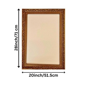 Antique Golden Decorative Photo Frame | Elegant Vintage-Style Wall & Tabletop Frame for Home Décor, Certificate, Painting & Artwork Display – Premium Empty Frame (Rectangular Design)
