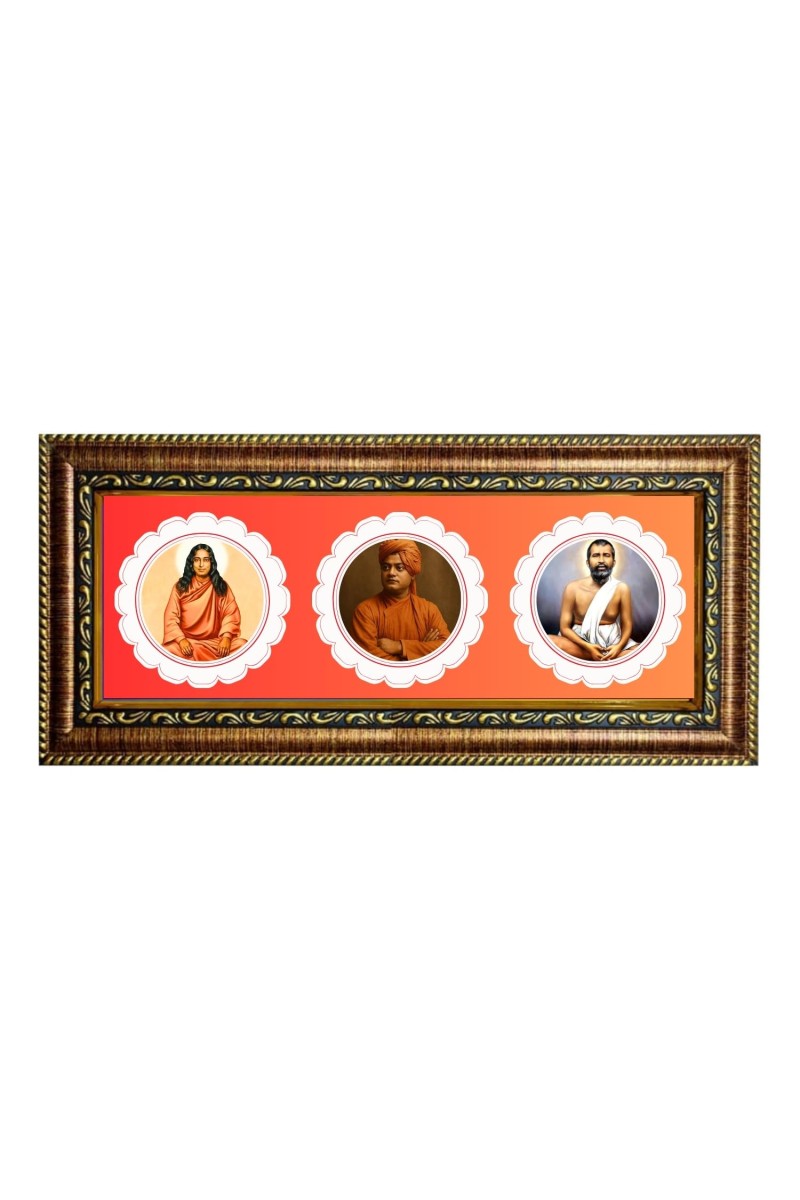 Sri Ramakrishna Paramahamsa. Swami Vivekananda. Photo Frame - 8x14 Inch Brown Wooden Frame | Hindu Gods Wall Decor For Home & Office