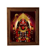 Hitech Sales Goddess Maa Kali Photo Frame for Pooja Room, Temple Decor, Home Decoration and Gift (Wall and Tabletop, Rectangular, Printed Photo, 12 x 14 inches Frame, Brown)