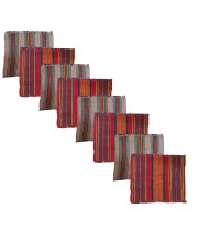 Hitech Sales Handmade Cotton Jute Aasan Mat for Pooja – Traditional Indian Prayer Mats with Multicolor Stripes – Recycled Fabric Woven Floor Mats for Meditation, Temple, or Home Use (8)