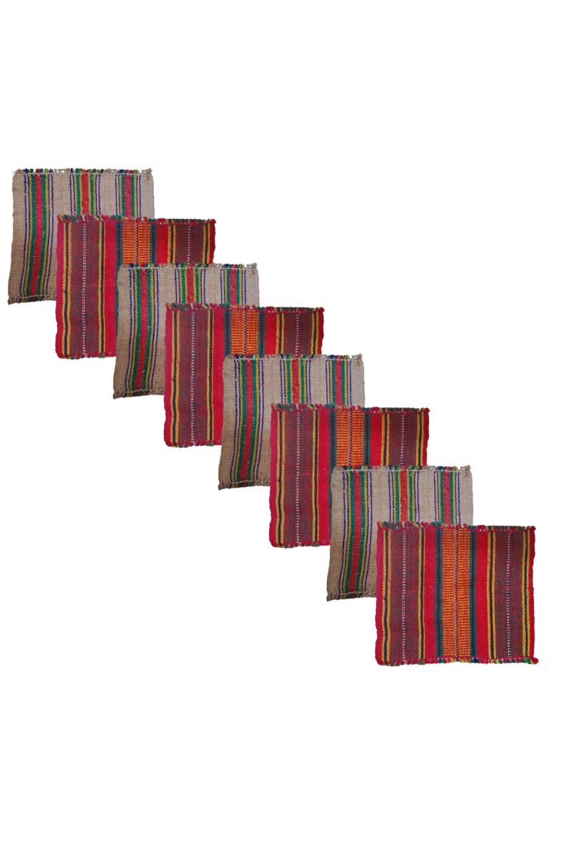 Hitech Sales Handmade Cotton Jute Aasan Mat for Pooja – Traditional Indian Prayer Mats with Multicolor Stripes – Recycled Fabric Woven Floor Mats for Meditation, Temple, or Home Use (8)