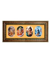 Baby God Raam, Ganesh, Karthik, Shiv Photo Frame - 8x14 Inch Brown Wooden Frame | Hindu Gods Wall Decor For Home & Office