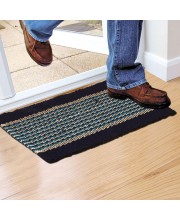 Home Beautiful Blue Polyester Cotton Door Mat