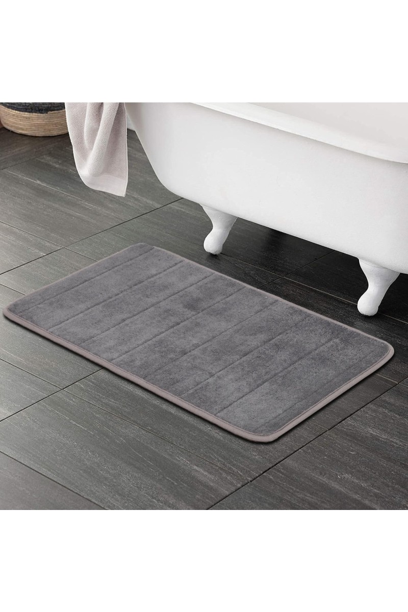 Home Beautiful Anti-Skid Grey Polyester Bath Mat