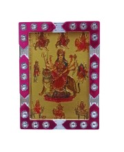 Hitech Sales Mini Decorative Maa Durga Photo Frame with Designing Border Religious Gift for Home, Office Décor and Card dasboard Small Temple Idol Frame for Worship (6 x 8 cm – 1 Pcs)