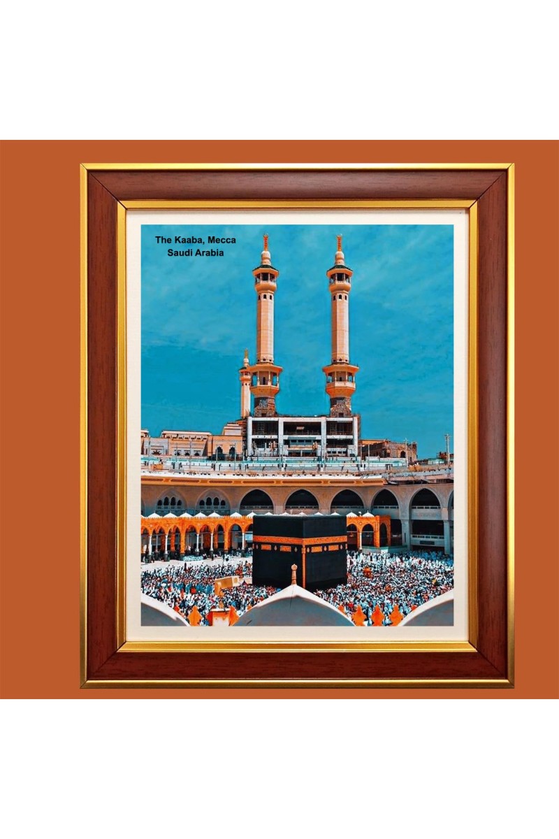 The kaabaa, Mecca Hejaz, Saudi Arabia Photo Frame, 10x14 Inches Stylish Framed Islamic wall art for Home & Office Decoration and gift for Muslims