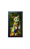 Hitech Sales Cat Picture of Fruits Wall-Mount Polystyrene Photo Frame Home Decoration and Gifting, 9.6 x 15.6 inches Black Frame (Pack of 1, Printed Photo)