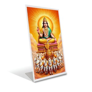 Car Desk/Table Top Surya Dev Acrylic L-Style Photo Stand - 5x7 Inches, Compact And Stylish Spiritual Display (F6738)