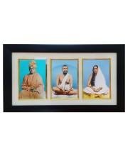 Hi tech Sales Swami Vivekananda & Ramkrishna Paramahansa & Sarada Maa photo frame | synthetic photo Frame with Glass | For wall, living room, gifts, pooja (Multicolor) (Black)