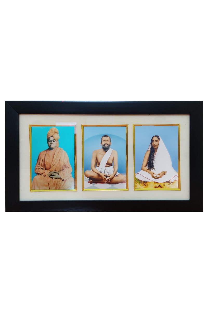 Hi tech Sales Swami Vivekananda & Ramkrishna Paramahansa & Sarada Maa photo frame | synthetic photo Frame with Glass | For wall, living room, gifts, pooja (Multicolor) (Black)