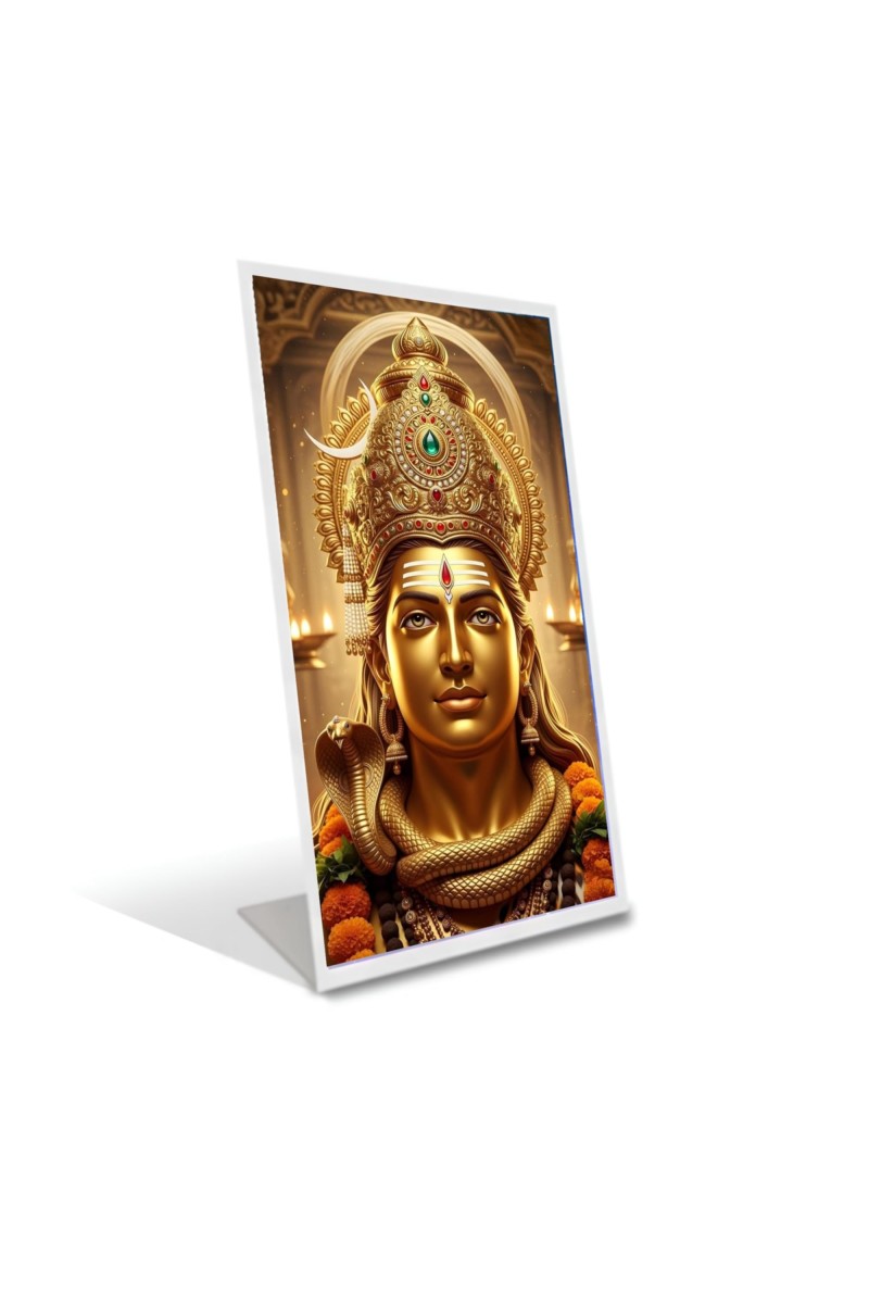Car Desk/Table Top Lord Shiva Acrylic L-Style Photo Stand - 5x7 Inches, Compact And Stylish Spiritual Display (F6737)