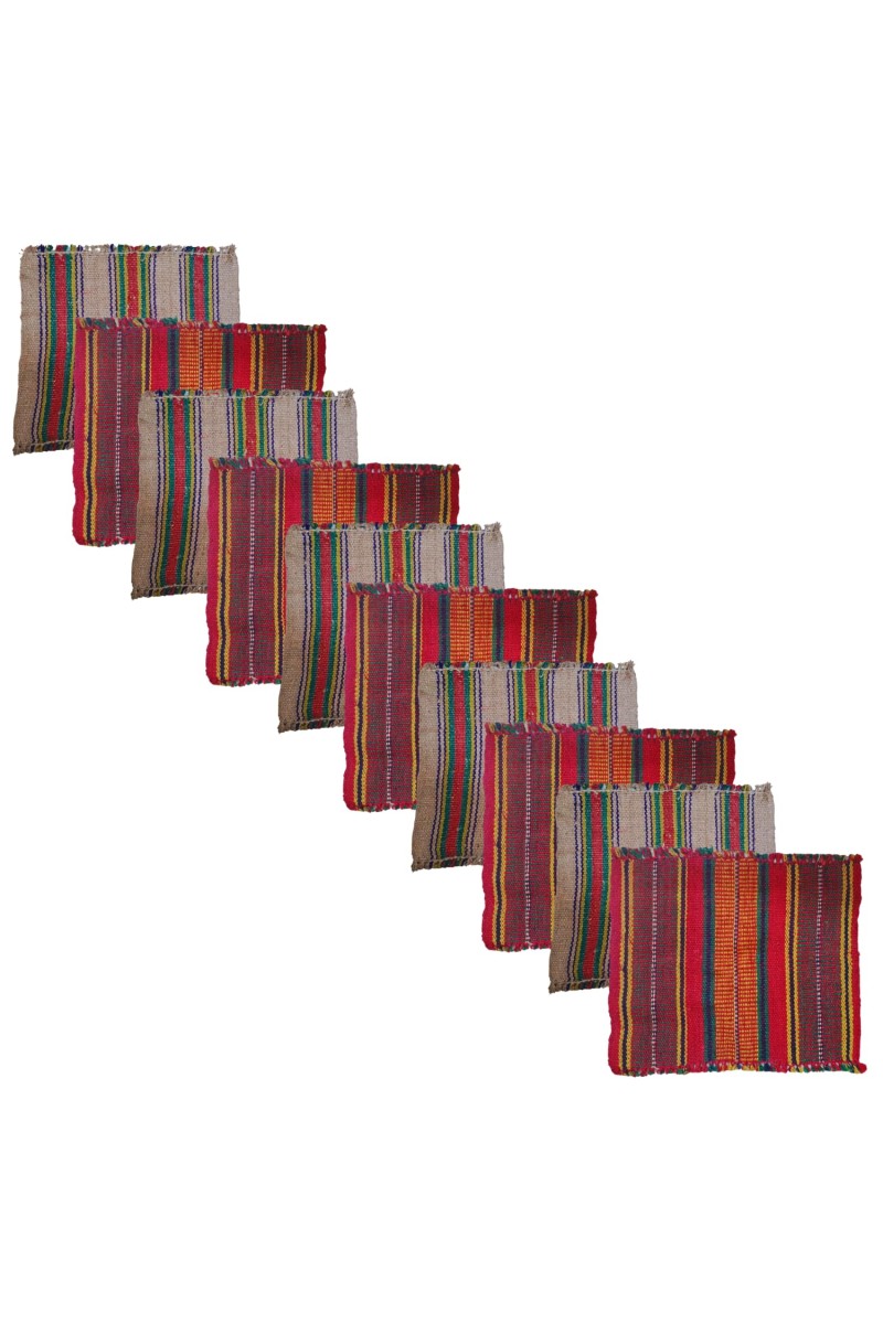 Hitech Sales Handmade Cotton Jute Aasan Mat for Pooja – Traditional Indian Prayer Mats with Multicolor Stripes – Recycled Fabric Woven Floor Mats for Meditation, Temple, or Home Use (10)